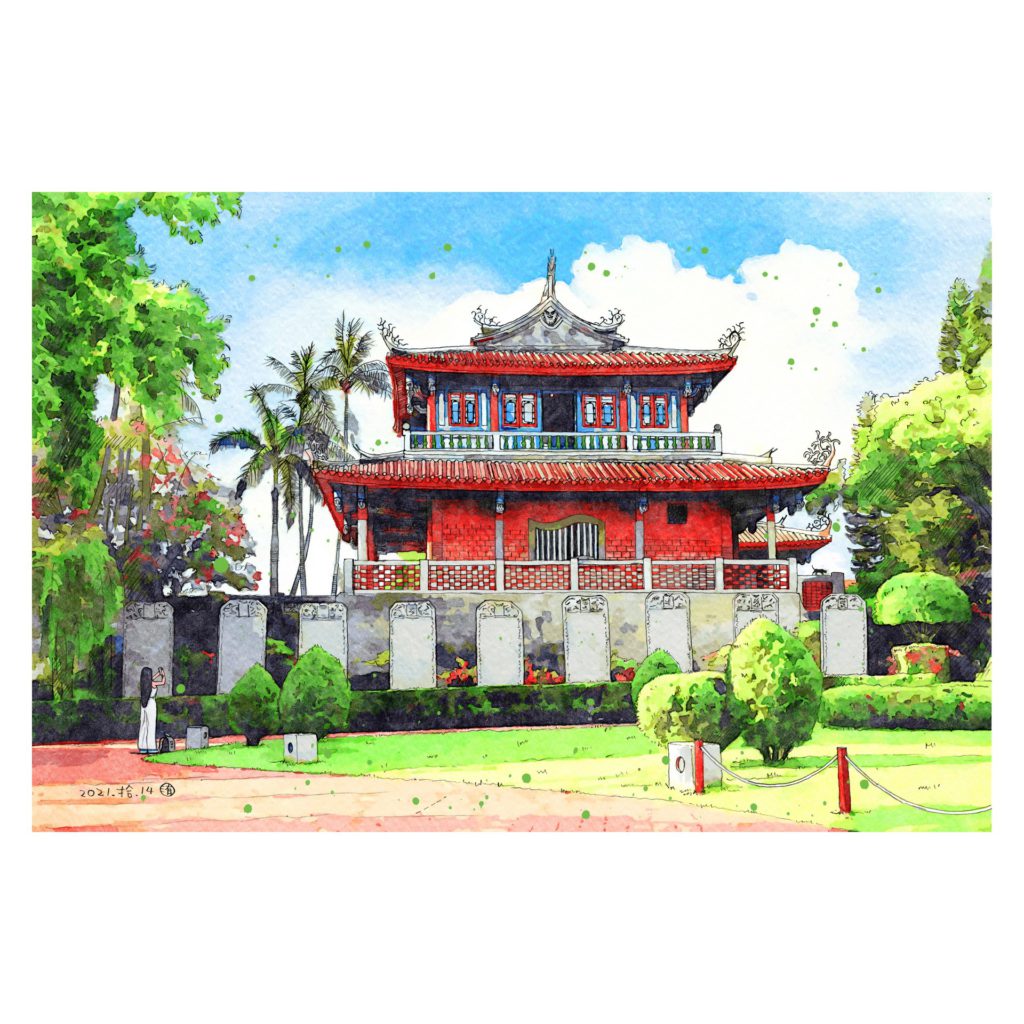 『寶島漫步』專欄用畫紀錄臺南-赤崁樓