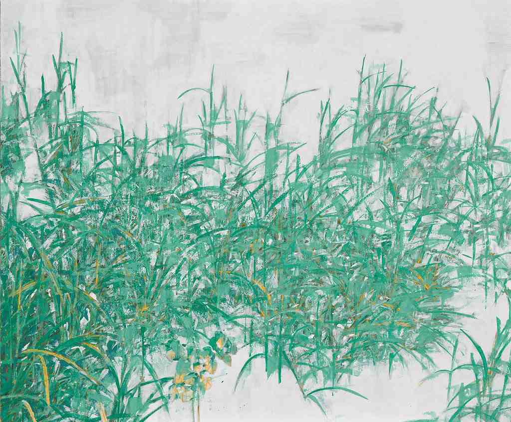 30.青木 叢綠二十八-平行時空 60.5X72.5cm 紙本膠彩，墨，黑箔 2018