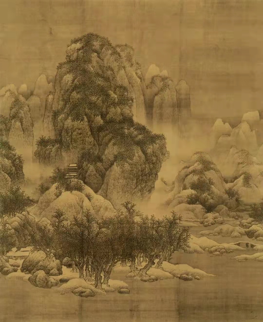 《溪山行旅圖》局部 範寬 圖翻拍自 臺北故宮博物院藏