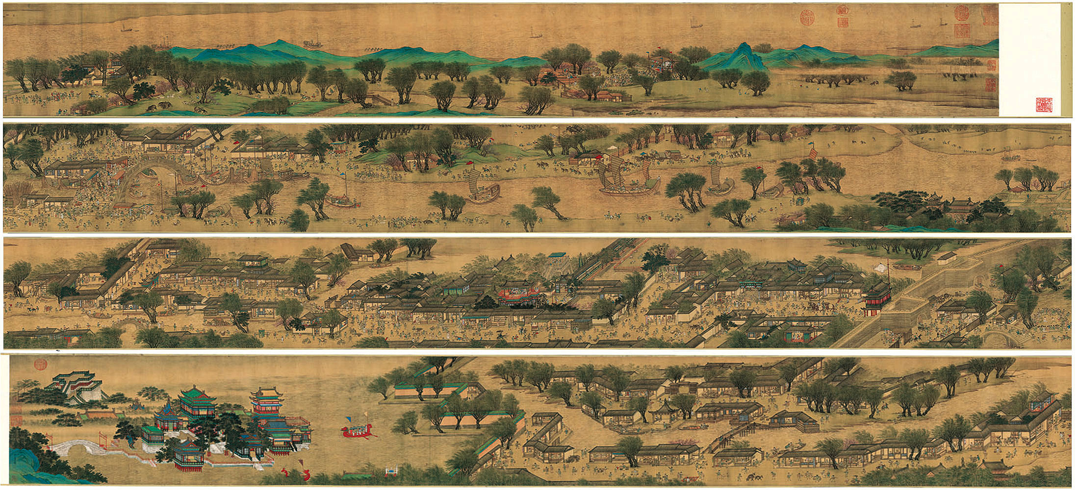明仇英的《清明上河圖》翻拍自網路，目前收藏於台北故宮博物院
