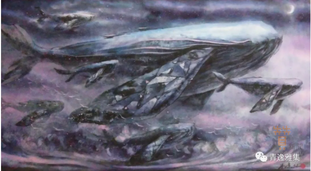 劉憶 作品 鯨變-夢之境 水墨、壓克力 40X70cm RMB 3,500