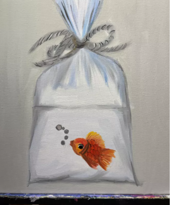 吳先牧(2015)作品 囊中有餘 油畫 40x40cm 圖 青逸雅集提供
