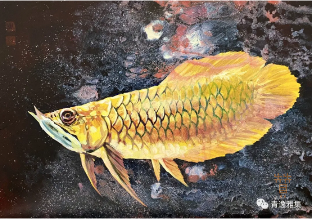 周明翰 作品 黃金年代 壓克力彩、鋁箔 26X38cm 收藏價:RMB 3,000