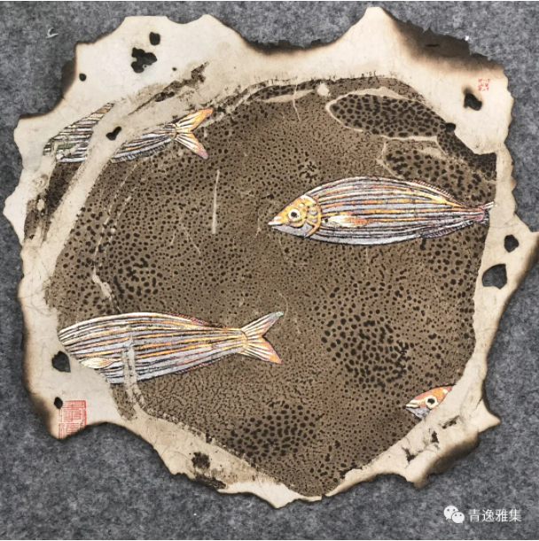 李瑩 作品 魚 群 紙本國畫 23×20cm RMB 1,000