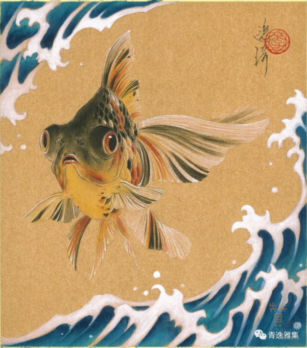 李逸琦作品 浪花。三色蝶 紙本重彩 27X24cm RMB 3,000