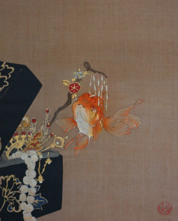 林佳諭作品 梳 妝 岩彩工筆 17x25cm RMB 2,400