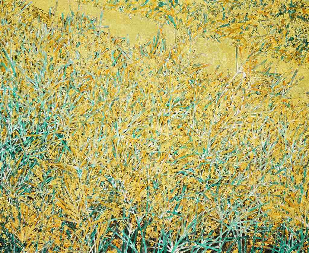 青木 新綠四-金秋 53.0X65.0cm 紙本膠彩，墨，金箔，金泥 2017