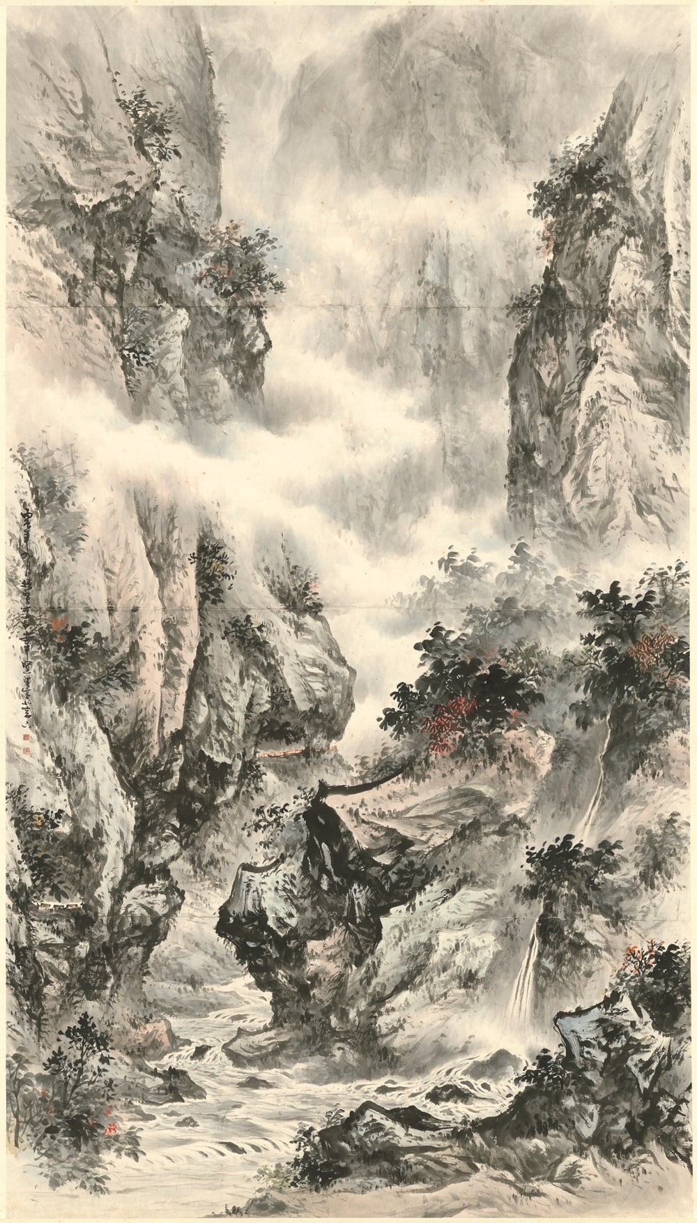 圖 幽谷泉聲238x125.5cm1976全國美展第一名 海峽畫報 提供