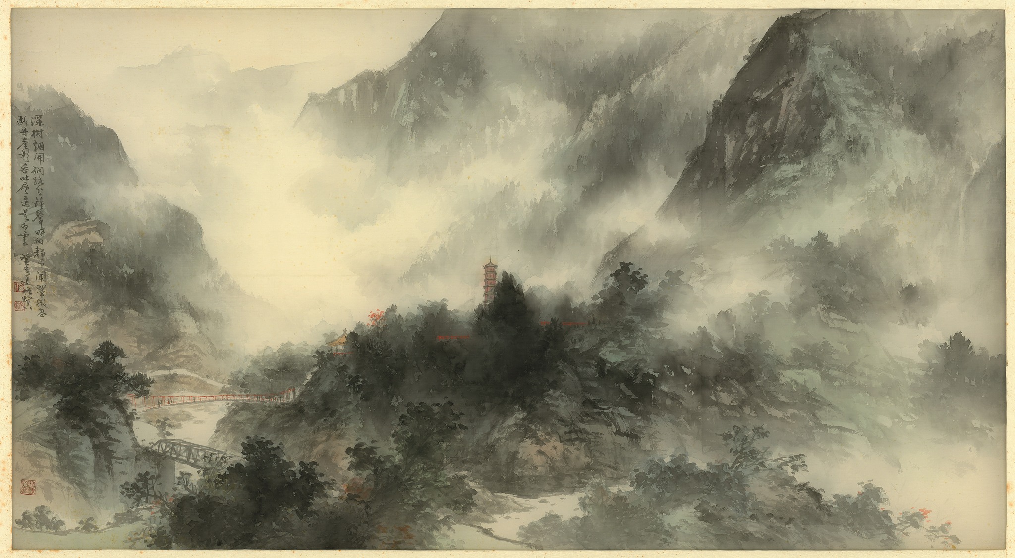圖   曉雲晨鐘 86x160cm 1983   海峽畫報  提供