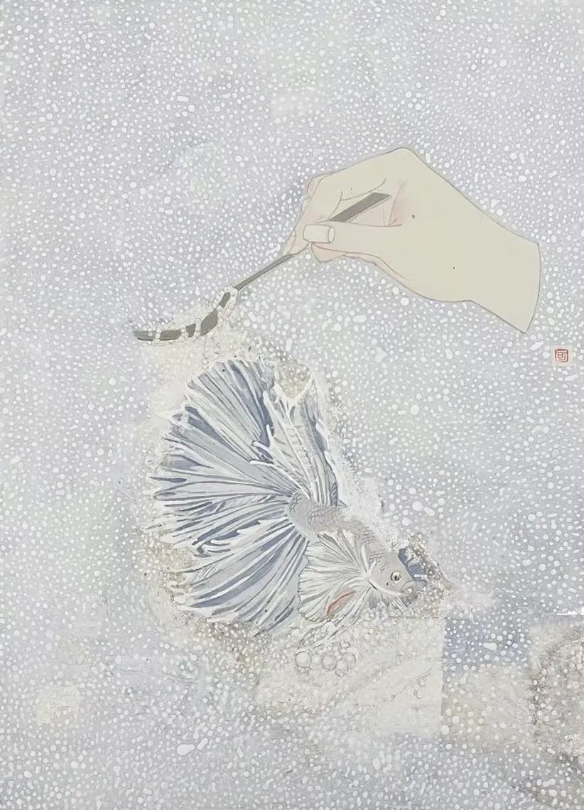 圖 青逸雅集提供 想去海邊2 / 紙本水墨 / 30×40cm / ¥2,000