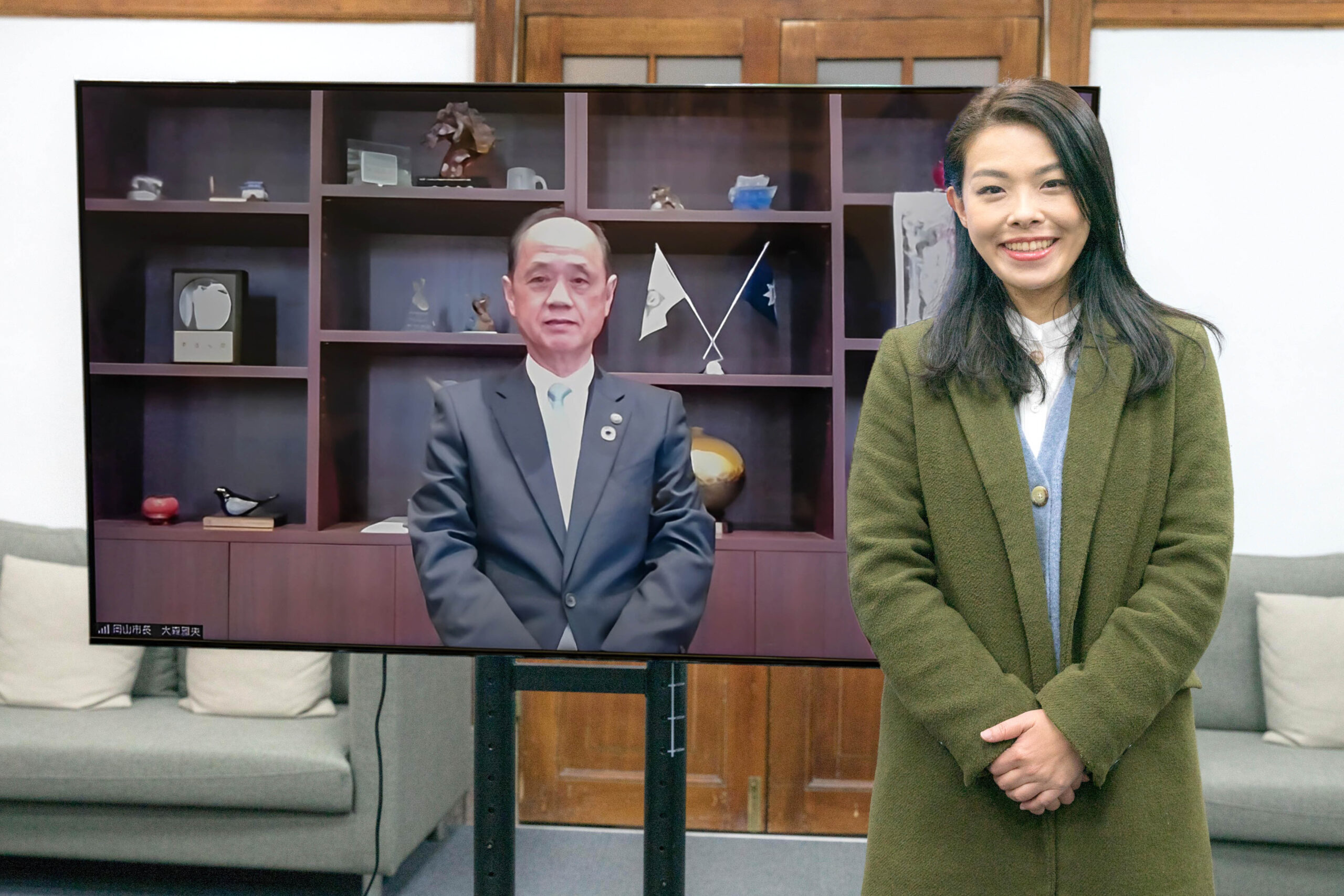 20年深厚情誼!高虹安市長視訊日本姐妹市岡山市長大森 攜手提升城市國際競爭力 圖片來源:新竹市政府
