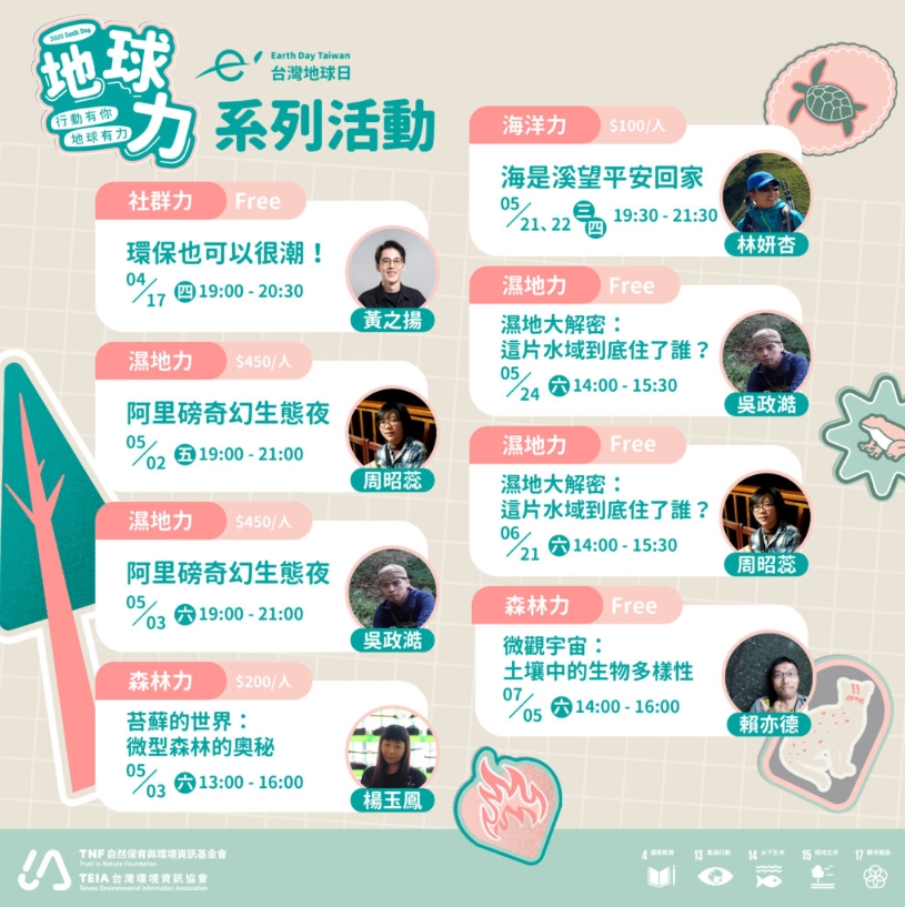 圖 / 行動有你 地球有力 台灣地球日系列活動講座（來自台灣地球日官網）